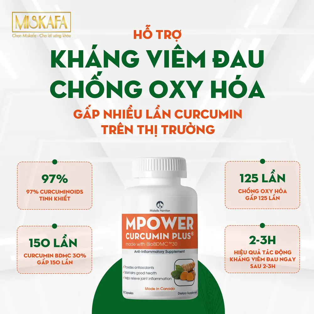 Viên uống hỗ trợ kháng viêm, giúp chống oxy hóa hiệu quả cao - Mpower Curcumin Plus