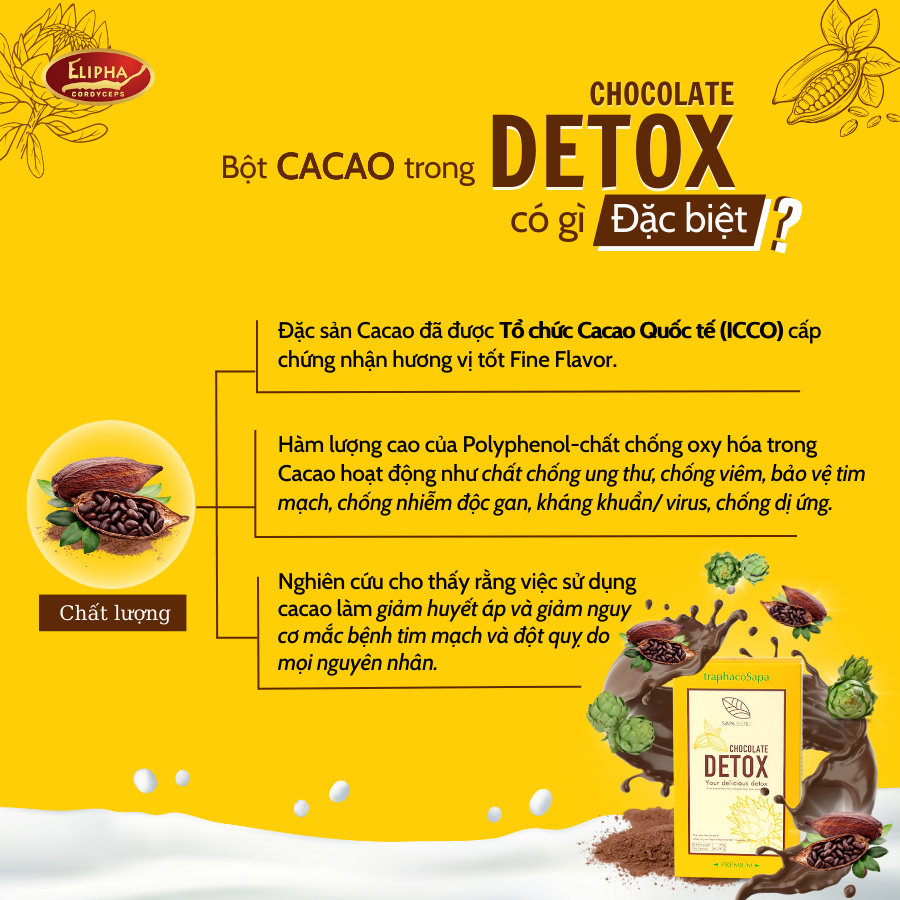 Bột cacao trong Chocolate Detox có gì đặc biệt?