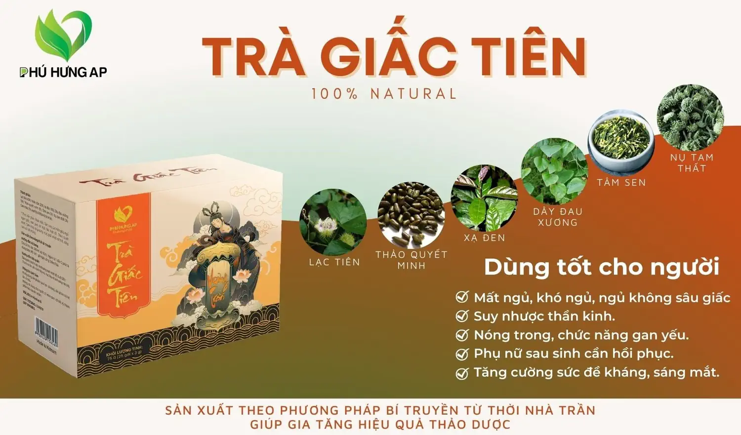 Thành phần và Công dụng Trà Giấc Tiên chính hãng giá tốt (Phú Hưng AP) - Kuchen Vietnam