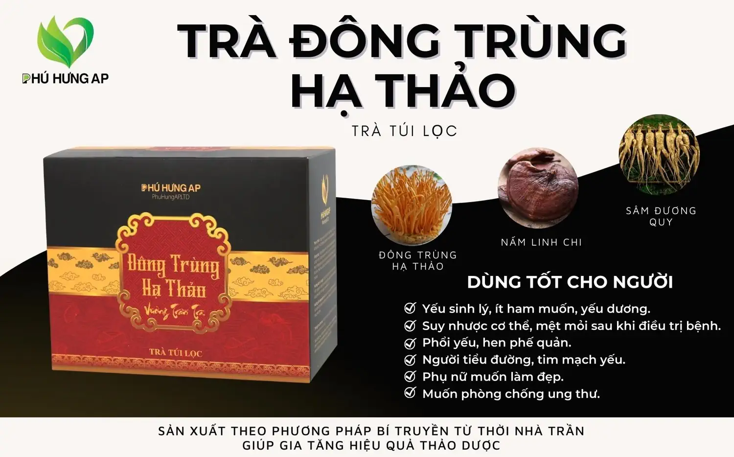 Thành phần và công dụng của Trà túi lọc Đông Trùng Hạ Thảo - Kuchen Vietnam