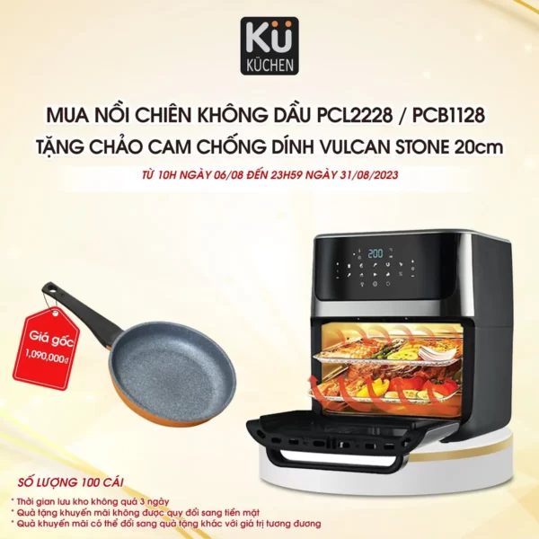 Mua 01 Nồi Chiên Không Dầu Kết Hợp Hấp Ku 2228 Hoặc Nồi Chiên Không Dầu Ku1128 Tặng 01 Chảo Rán Hàn Quốc 20cm