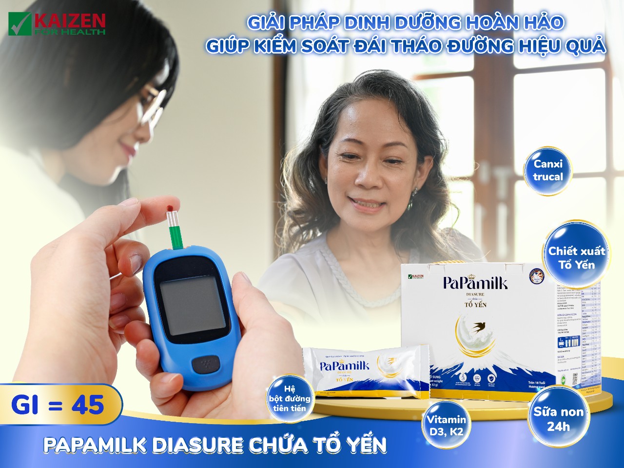 Sữa tiểu đường Papamilk Diasure chứa Tổ Yến - giải pháp dinh dưỡng hoàn hảo kiểm soát đái tháo đường hiệu quả