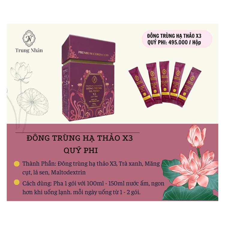 Thành phần và cách dùng Đông Trùng Hạ Thảo X3 Quý Phi