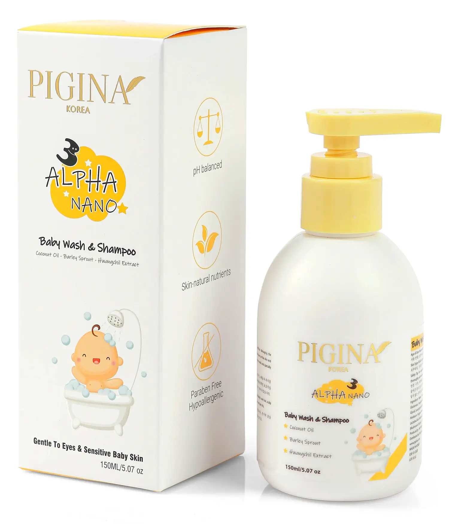 Ảnh thực tế hộp Sữa tắm gội toàn thân cho trẻ em Pigina Baby Wash & Shampoo chính hãng giá tốt - Kuchen Vietnam