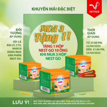 Khuyến mãi Nest Go - Mua 03 hộp Nest Go tặng 01 hộp 10 ống cùng loại - Flashsale ưu đãi Nest Go