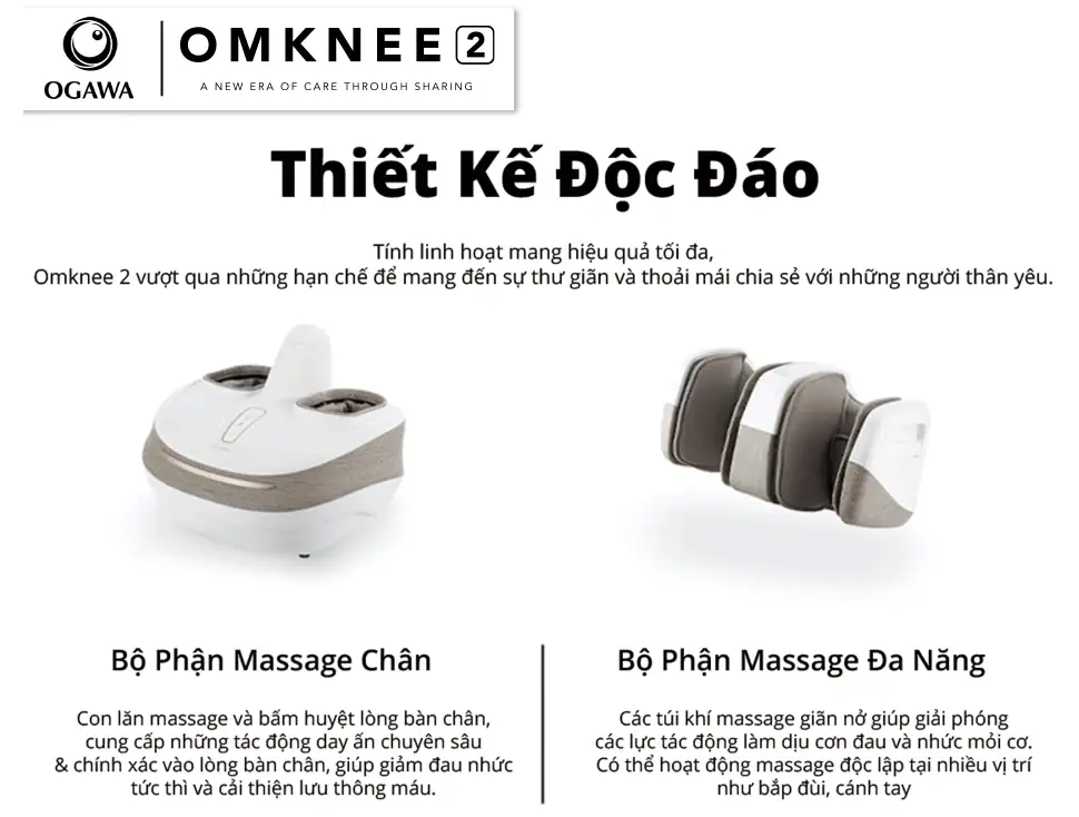 Máy massage chân OGAWA foot reflexology Omknee 2.0 (OF-2004) thiết kế độc đáo với 2 phần tách rời - Kuchen Vietnam